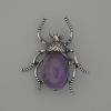 Brosche-Anhänger Käfer mit Amethyst, 44 × 37 mm, silberfarbenes Metall