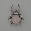 Brosche mit Anhänger „Käfer“ Rosenquarz 44×37 mm ± silberfarbenes Metall