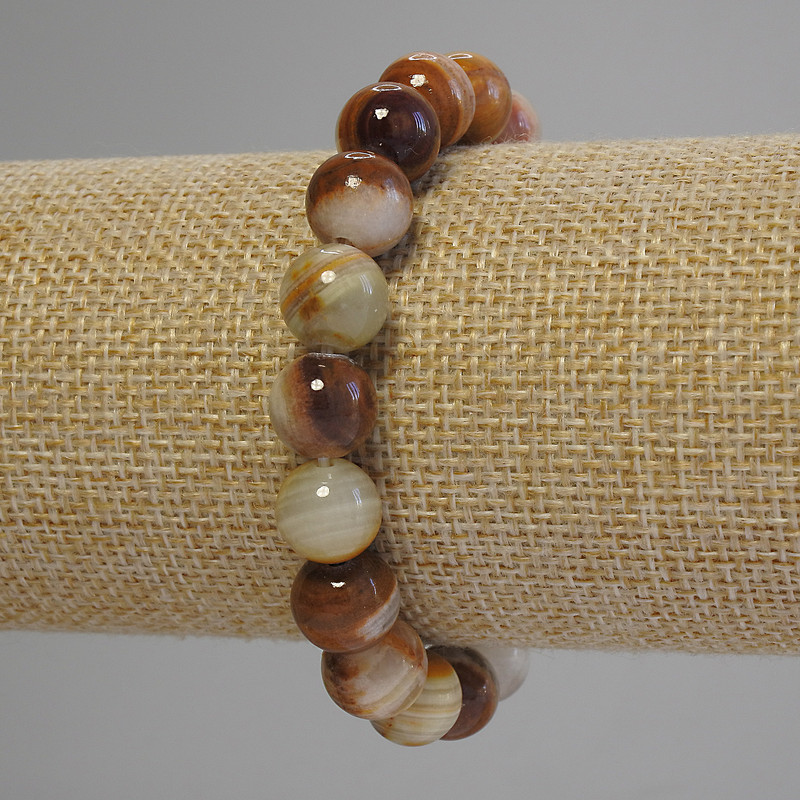 Onyx-Armband, glatte Kugeln, Durchmesser ca. 10 mm, Länge ca. 18 cm (Stretch)