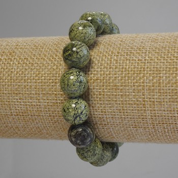 Armband aus Serpentin, glatte Kugeln, Durchmesser ca. 12 mm, Länge ca. 18 cm (Elastik)