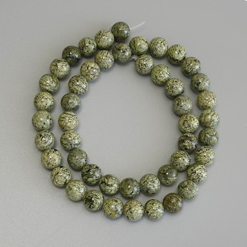 Serpentin-Perlen, gepresst, glatte Kugeln 8 mm, Länge ca. 39 cm, auf Faden