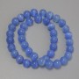 Azurblaue Katzenaugen-Perlen aus synthetischem Stein, glatte Kugeln, Durchmesser ca. 9,5 mm, auf Schnur, Länge ca. 36 cm+