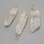 Anhänger Bergkristall im geflochtenen Geflecht – assortierte Größen 17–20 × 54–63 mm ± – goldfarbenes Metall