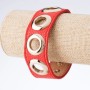 Armband Tin Tin mit goldfarbenen Nieten, aus Öko-Leder, Druckknopfverschluss, rosa, Breite 2,5 cm, Länge 18–23 cm