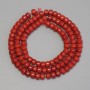 Rote Korallen-Rondellperlen, Scheibenform, Durchmesser ca. 5 × 3,5 mm, auf Schnur, Länge ca. 40 cm+