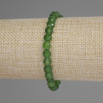 Armband aus Chrysopras, facettierte Münzen, Durchmesser ca. 6 mm, Länge ca. 18 cm, Stretcharmband