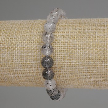 Armband aus Herkimer-Diamantquarz, glatte Kugeln 8 mm, Länge ca. 18 cm, Stretcharmband
