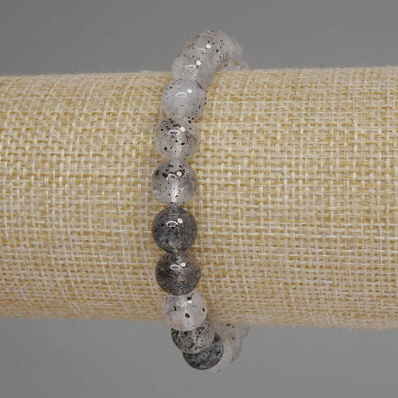 Armband aus Herkimer-Diamantquarz, glatte Kugeln 8 mm, Länge ca. 18 cm, Stretcharmband