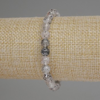 Armband aus Herskimer-Diamantquarz, glatte Kugeln 6 mm, Länge 18 cm, Stretch