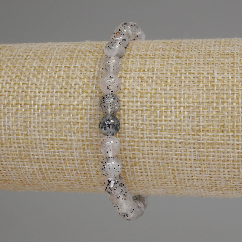Armband aus Herskimer-Diamantquarz, glatte Kugeln 6 mm, Länge 18 cm, Stretch