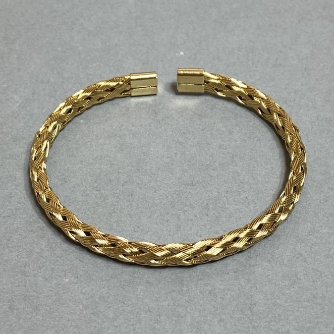 Geflochtenes Zopfarmband aus goldfarbenem Metall, Durchmesser 68 mm+