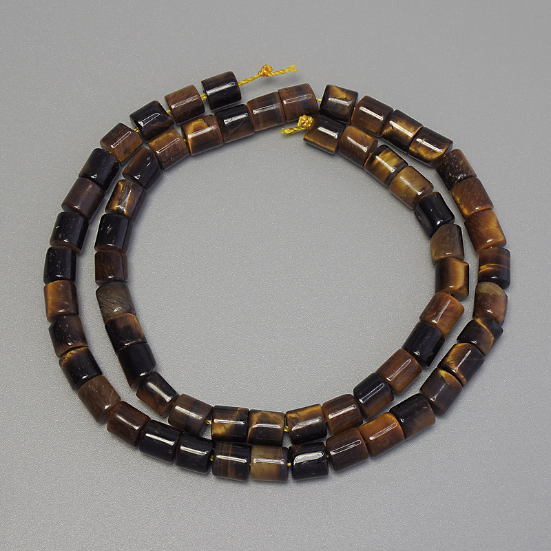 Tigeraugen-Zylinderperlen, Durchmesser 6x6 mm, Länge ca. 38 cm – auf Schnur