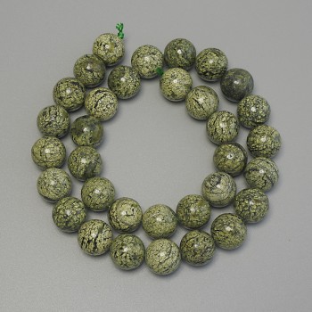 Serpentin-Perlen glatte Kugeln 12 mm, Länge ca. 39 cm, auf einem Faden