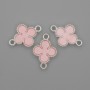 Verbindungsstück Kleeblatt rosa silberfarben 20×14 mm ± Packung 3 Stück