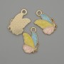 Anhänger – Schmetterling, bunte Emaille, goldfarbenes Metall, Durchmesser 22×13 mm ±, 3 Stück pro Packung