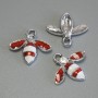 Anhänger Insekt, emailliert, silberfarbenes Metall, Durchmesser ca. 15×16,5 mm, 5 mm ±, Packung 3 Stück