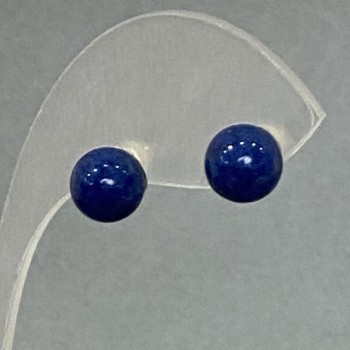 Ohrstecker Kugel Lapislazuli (gepresst), rhodiniertes Metall, 8 mm