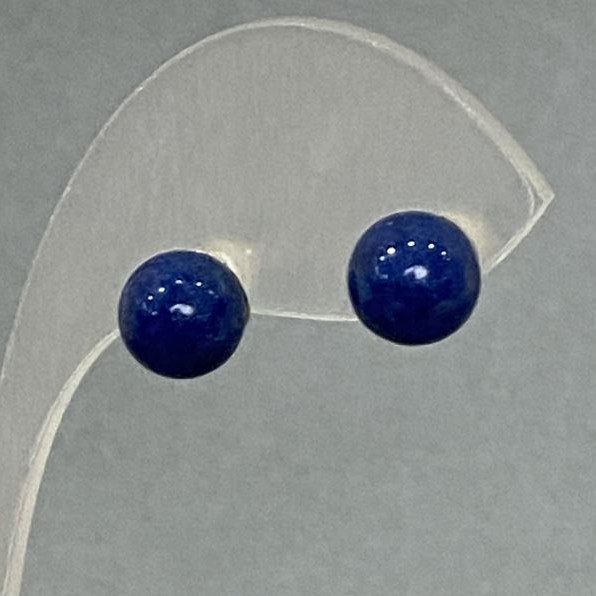 Ohrstecker Kugel Lapislazuli (gepresst), rhodiniertes Metall, 8 mm