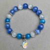 Katzenauge-Armband, glatte Kugeln 9–10 mm ±, mit Metall-Inlays, Länge ca. 18 cm ± Stretch-Band