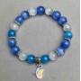 Katzenauge-Armband, glatte Kugeln 9–10 mm ±, mit Metall-Inlays, Länge ca. 18 cm ± Stretch-Band