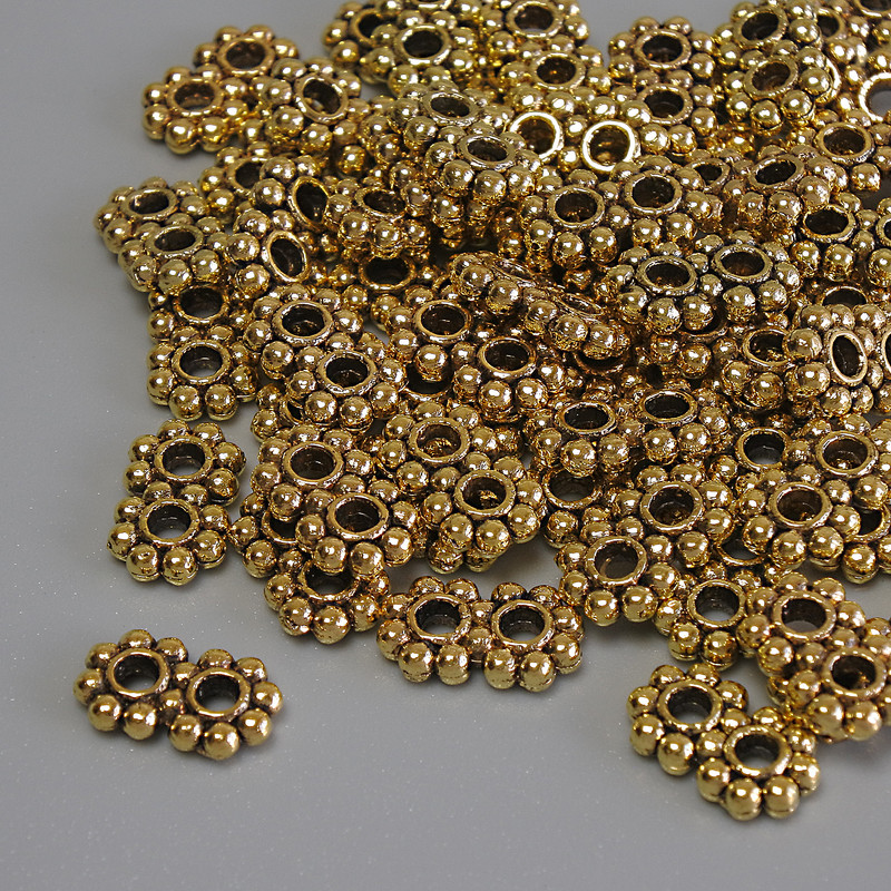 Goldfarbene Mehrreihenspacer-Einlage, Durchmesser 9 × 5 × 2 mm, Lochdurchmesser ca. 2 mm, Verpackung ca. 20 g (~57 Stück)