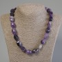 Halskette aus natürlichem Amethyst, facettierte Rondelle, Durchmesser 17–20×13–15 mm, Länge ca. 50 cm, mit Verschluss