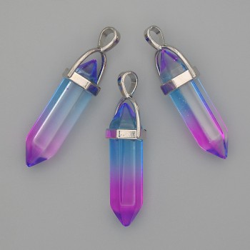 Anhänger aus buntem Glas, sechseckiger Kristallkugel, 8×31×41 mm+