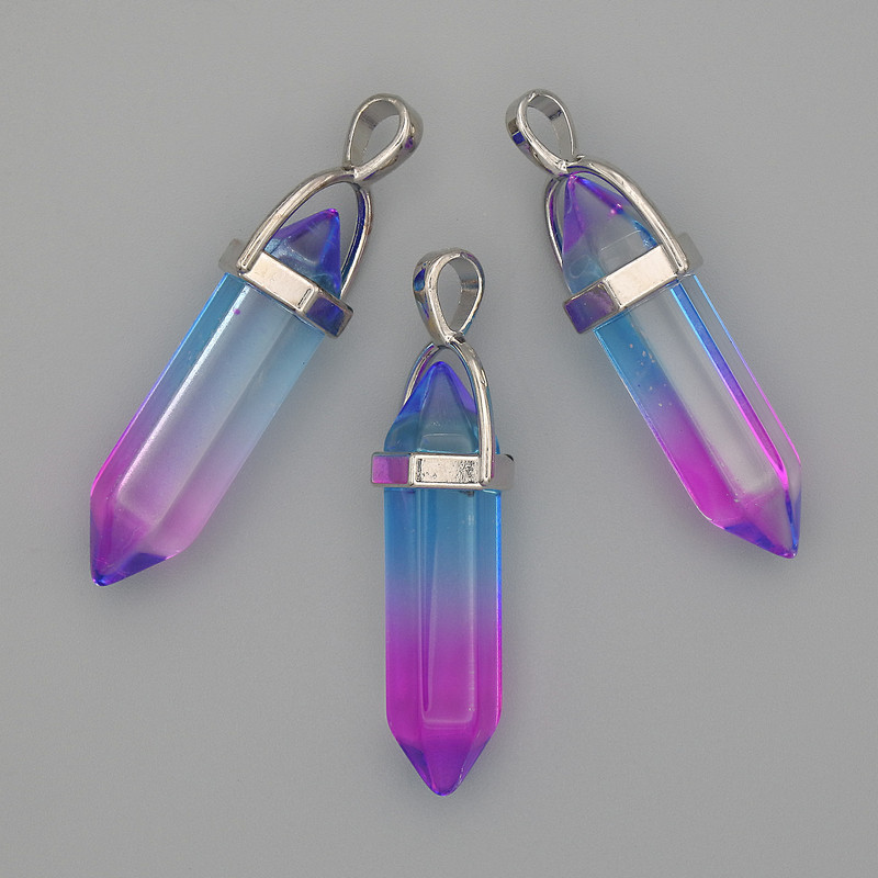 Anhänger aus buntem Glas, sechseckiger Kristallkugel, 8×31×41 mm+