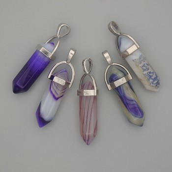 Anhänger aus Agat, Sechseck-Kristallkugel, 8×31×41 mm+