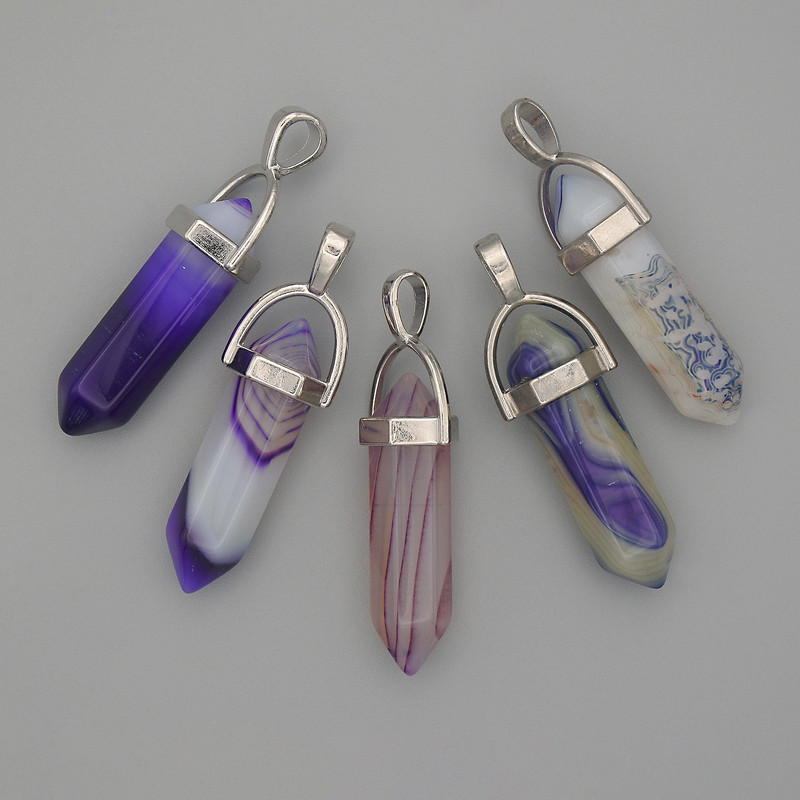 Anhänger aus Agat, Sechseck-Kristallkugel, 8×31×41 mm+