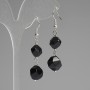 Ohrringe aus schwarzem Onyx, facettierte 10–12 mm, Länge ca. 50 mm