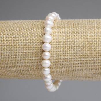 Armband aus Flussperlen 7–8 × 6–6,5 mm, Länge 18 cm, elastisch