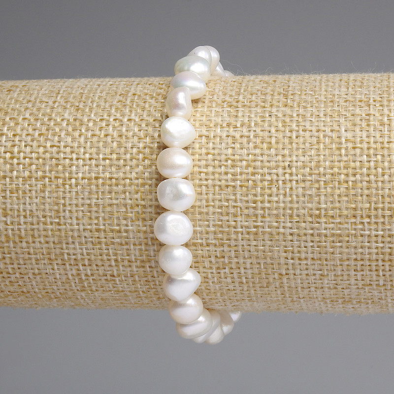 Armband aus Flussperlen 9×8 mm, Länge ca. 18 cm, Stretcharmband