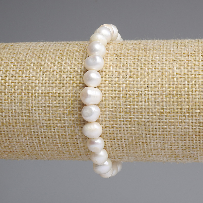 Armband aus Flussperlen 8–9×7–7 mm, 5 mm ±, Länge 18 cm ± Stretcharmband