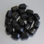 Perlen aus Sonnen-Obsidian, facettierte, Durchmesser 20 × 15 mm +-, auf einer Schnur, Länge 38 cm+