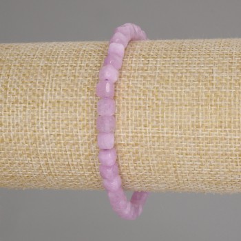 Armband aus Kunzit, facettierte Würfel, Durchmesser ca. 5 × 5 mm, Länge ca. 18 cm, elastisches Stretchband