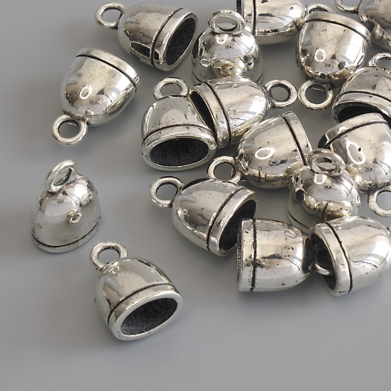 Endkappe Metallfarbe Silber, Durchmesser 13x9mm+- Packung 17 Stk