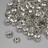Silberfarbene Perlenkappe für Perlen, Durchmesser 6,5×1 mm, Loch Ø ca. 1,8 mm, Verpackung 20 g (~88 Stück)