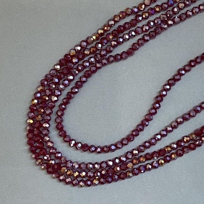 Perlen aus tschechischem Kristall auf Faden, rotes-transparentes rotes Kristall-Perlen, mit Benzin-Überzug, facettierte Rondelle, Durchmesser 6×5 mm + -, Länge ca. 39 cm +