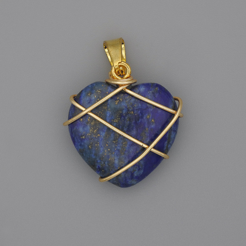 Herz-Anhänger aus Lapislazuli im Geflecht 21 × 21 mm ±, Durchmesser 30 mm+