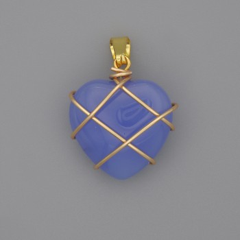 Herz-Anhänger in Aquamarin-Geflecht, 21×21 mm ±, Durchmesser ca. 30 mm ±