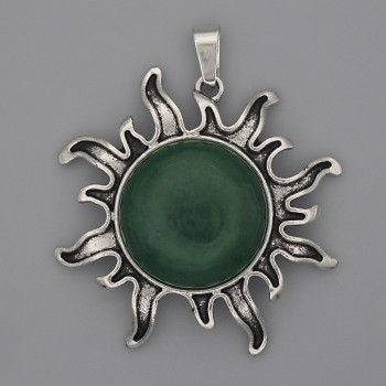 Anhänger Sonne aus Chrysopras 39 mm ± – Gesamtlänge ca. 46 mm