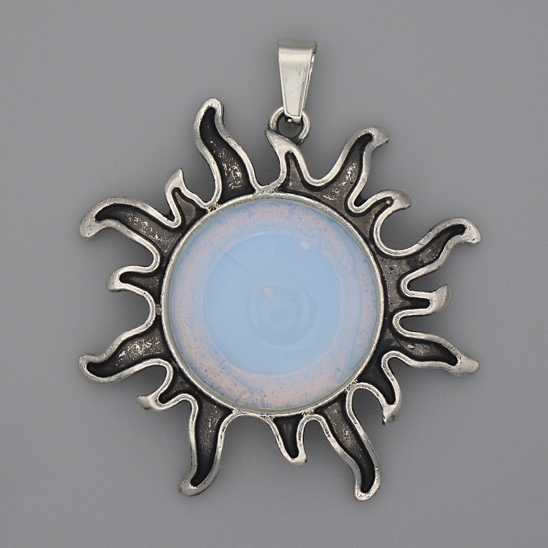 Anhänger Sonne Mondstein – 39 mm ±, Länge 46 mm+