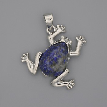 Anhänger Frosch Lazurit 29×28 mm, Länge ca. 37 mm