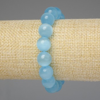 Armband aus blauem Katzenauge – glatte Kugeln 12 mm, Länge ca. 18 cm, Stretcharmband