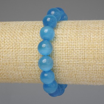 Armband 'Azurblaues Katzenauge' – glatte Kugeln 2 mm, Länge ca. 18 cm, Stretch-Armband