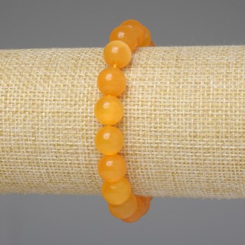 Armband aus gelbem Katzenauge, glatte Kugel 10 mm, Länge ca. 18 cm, Stretcharmband
