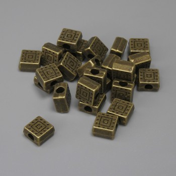 Bronzefarbene Perle, Einlage – Metallfarbe Bronze, Ø 6×6 mm, Loch Ø ca. 2,3 mm, Verpackung 25 Stück