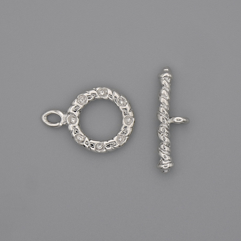 Toggleverschluss, Durchmesser 21×3 mm, 5 mm ± Kreis, Durchmesser 13 mm ±, Lochdurchmesser 8 mm ±, silberfarbener Metallton