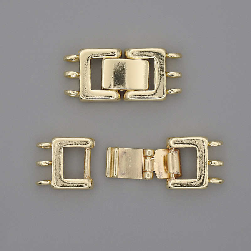 Verschluss für drei Fäden, goldfarbig 25×11 mm